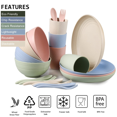 thumbnail image 4 of Loobuu Wheat Straw Dinnerware Sets (16PCS) - Lightweight & Unbreakable Dinnerware Set - Microwave Safe Plates Set, Bowls, Cups, Forks and Spoons, Service for 4, Great for Adult, 4 of 7
