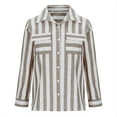 thumbnail image 4 of XuJwPNcy Long Sleeve Shirts for Women Collared V Neck Button down Striped Printed Blouse Tees Casual Baggy Fall Clothes, 4 of 5