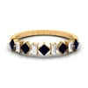 Alternate 3/4 CT Blue Sapphire Diamond Ring, Half Eternity Ring, Semi Eternity Ring, Blue Sapphire and Diamond Ring, Ring for Women, 14K Yellow Gold, US 3.50