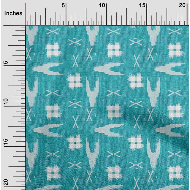 oneOone Cotton Cambric Fabric Arrow Sign & Check Kasuri Print Fabric By The Yard 56 Inch Wide