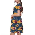 thumbnail image 2 of Naloa Burning Rugby Balls Print Womens Summer A-Line Dress with Pockets,Short Sleeve Dresses,Flowy Beach Swing Dress for Vacation Travel, 2 of 6