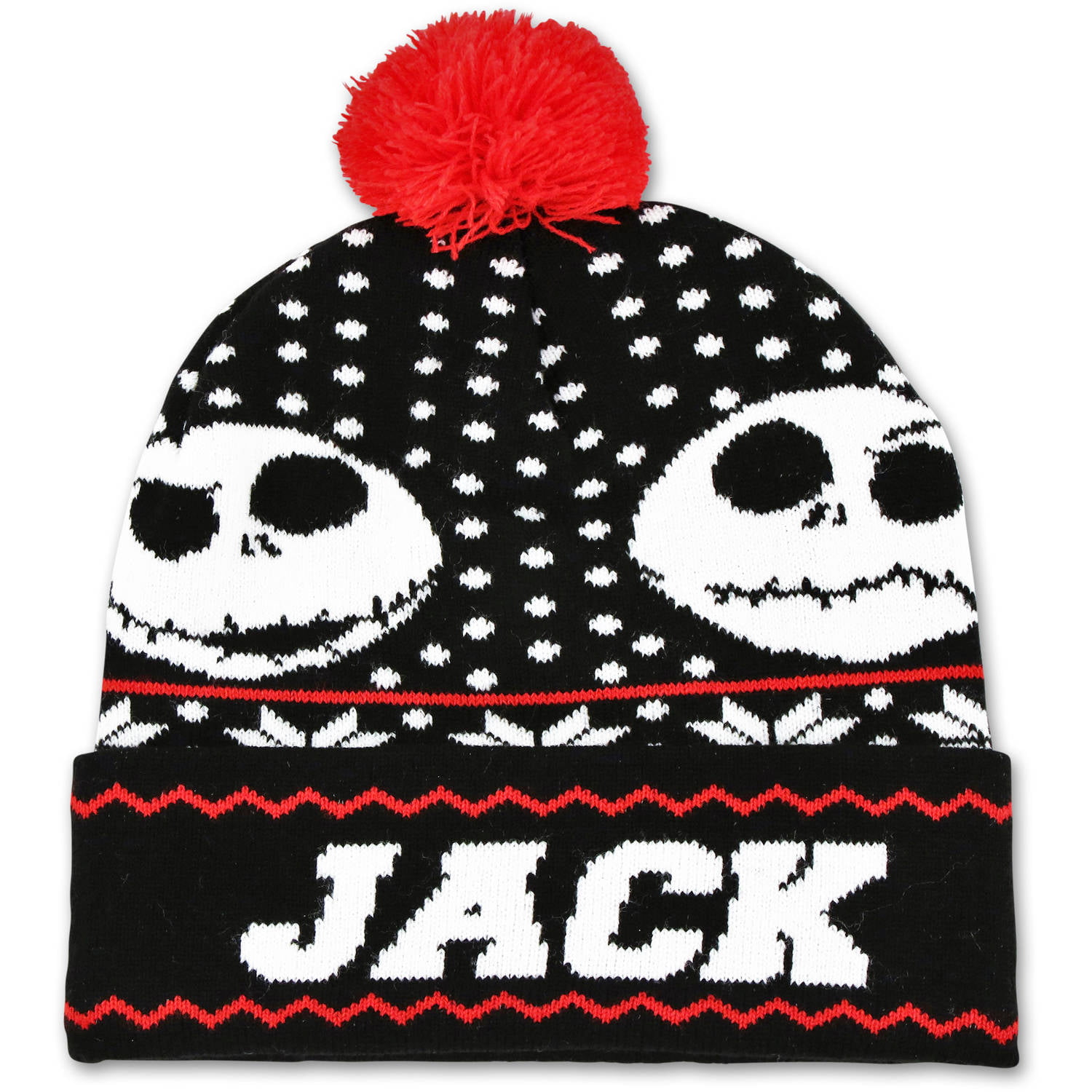 The Nightmare Before Christmas Jack Skellington Fair Isle Knit Hat Black