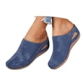 thumbnail image 3 of HNMKIU Womens Sandals Fashion Toe Platform Slide Style Comfortable Casual Beach Slippers with Pure Color Upper Elegant Low Heel Beach Shoes Blue,7, 3 of 9