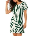 thumbnail image 2 of Lsque Palm Branch With Leaves Pattern Nightgowns for Women Sleep Shirts Short Sleeve Nightshirt Pullover Nightdress Soft Sleepwear Relaxed Fit Nightdress, 2 of 6