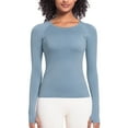 thumbnail image 5 of Sevevn Women's Casual Fashion Solid Color Sports Yoga Quick Drying Long Sleeved Top Blue XL Great Gifts for Less, 5 of 7