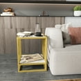 thumbnail image 3 of Decorotika Norm Metal Frame Wood Top Accent Side End Table - Marble White/Gold Finish, 3 of 5