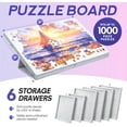 thumbnail image 2 of Puzzle Board with Drawers & Cover - 1000 Pieces Blanket Jigsaw Puzzle Board with Lazy Susan Spinning Cover Colorful Sorting Trays for Family (Silver, 1000 PCS), 2 of 7