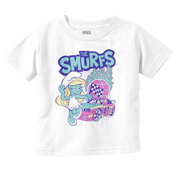 Smurfette Cartoon Flaming Racecar Youth T Shirt Tee Girls Infant Toddler Brisco Brands 6M