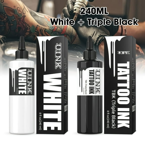 UINK Professional Tattoo Ink 150ML 1 bottle (5.07oz) Black and white set, Long-lasting Color Safe and Gentle, Tattoo ink, tattoo ink kit, skin ink