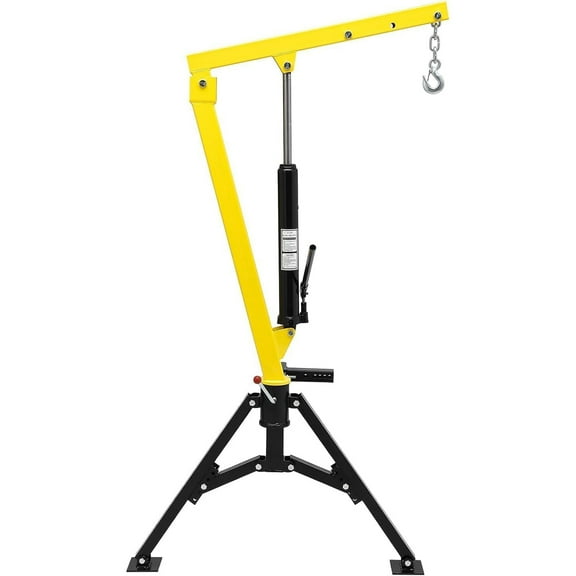 Ladcaser Hook Crane 1000 Lbs Lifting Capacity Hydraulic Pickup Crane, 360° Swivel, 3 Adjustable Boom Lifting Capacities of 500 Lbs/750 Lbs/1000 Lbs
