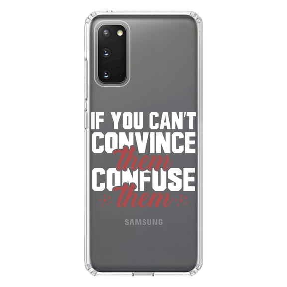 DistinctInk Clear Shockproof Hybrid Case for Galaxy S20 ULTRA / 5G (6.9" Screen) - TPU Bumper Acrylic Back Tempered Glass Screen Protector - If You Can't Convince Them Confuse Them