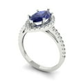 thumbnail image 2 of 2.38ct Marquise Cut Blue Tanzanite 18k White Gold Engraving Statement Bridal Wedding Halo Designer Ring Size 6.5, 2 of 5