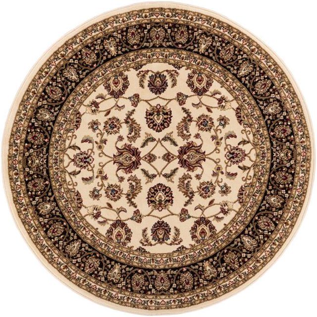 Well Woven 549324R Sarouk Traditional Round Rug, Ivory - 3 ft. 11 in.