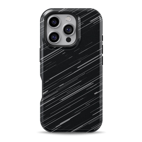 DesignSkinz Scratch-Resistant Hard Slim Case Compatible with iPhone 16 (Compatible with MagSafe) - Black & Gray Diagonal Streaks