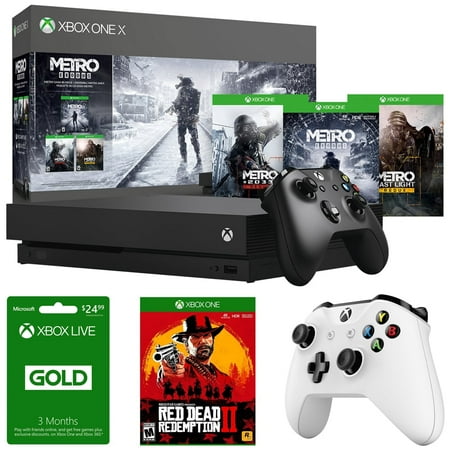 Microsoft (CYV-00279) Xbox One X 1TB Console w/ Controller Metro Saga Bundle Includes, 3 Metro Games, Red Dead Redemption 2, Xbox Live 3 Month Gold Membership and Xbox Wireless Controller
