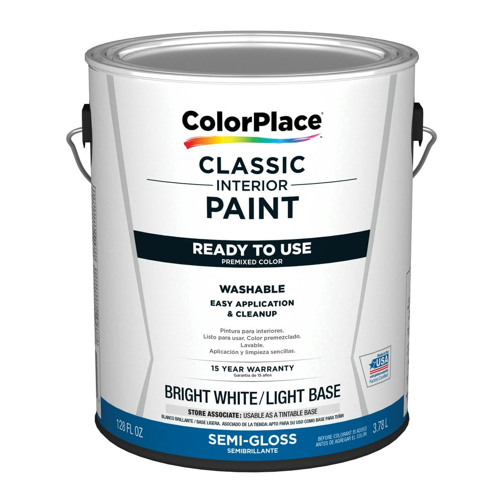 ColorPlace Classic Interior Wall & Trim Paint, Semi-Gloss, Bright White
