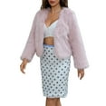 thumbnail image 2 of Women's Faux Fur Cropped Jacket, Short Plush Street Style Coat, Open Front Cardigan, Winter Fashion Outerwear, Textured Fleece Layer, Urban Chic Short Coat Pink M, 2 of 5