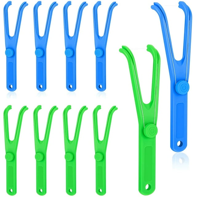 CNKOO 10Pcs Dental Floss Holder Y Shape Plastic Dental Floss Rack Reusable Floss Pick Holder Teeth Cleaning Care Tool without