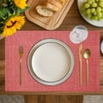 thumbnail image 4 of Vintage Coral Red Placemats Set of 12, Farmhouse Retro Solid Color Linen Texture Placemats for Dining Table, Place Mats for Kitchen Tabletop, Waterproof Wipeable Dining Table Mats Set, 4 of 9