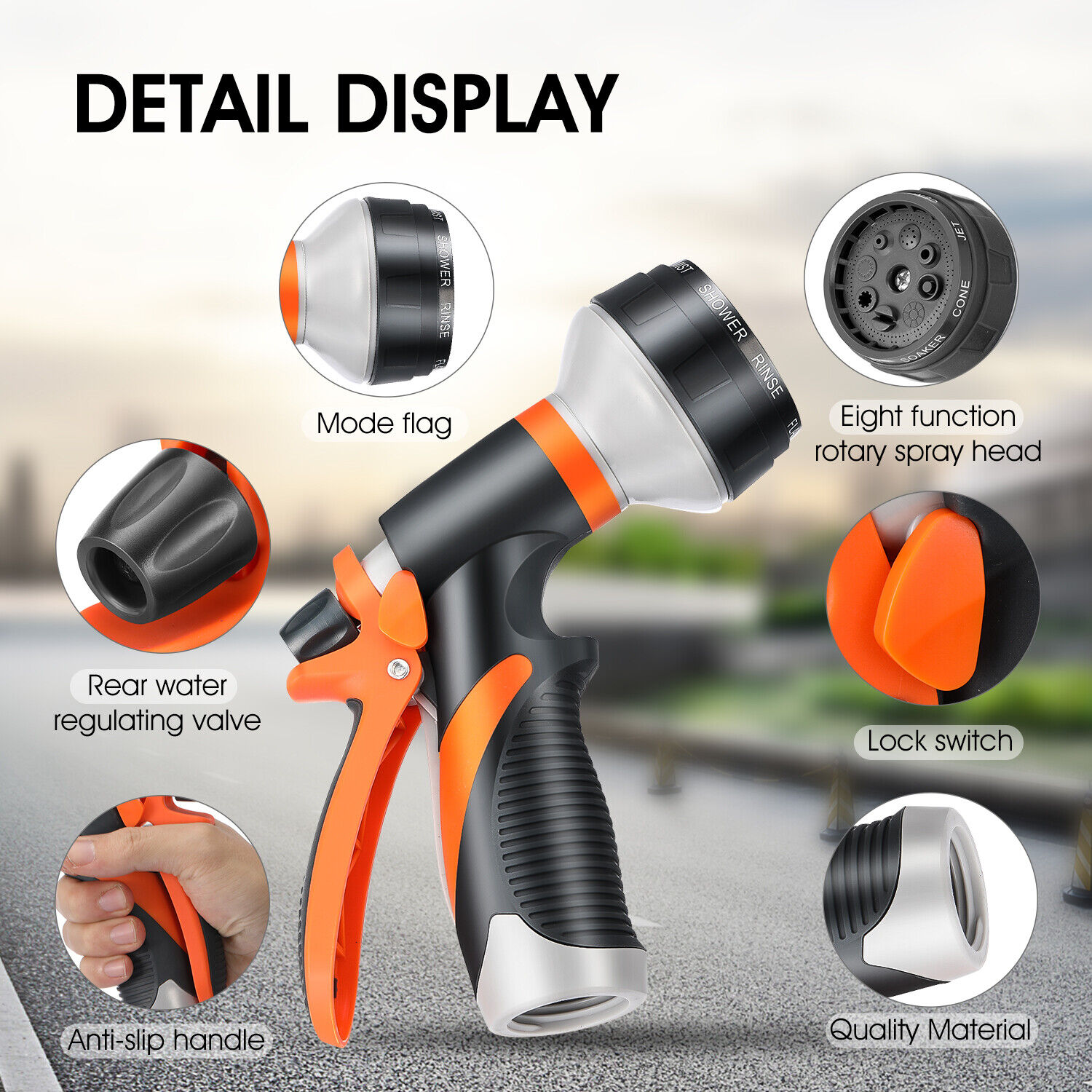 Pendali 2-Pack Heavy Duty Garden Hose Nozzle, 8 Spray Patterns photo 5