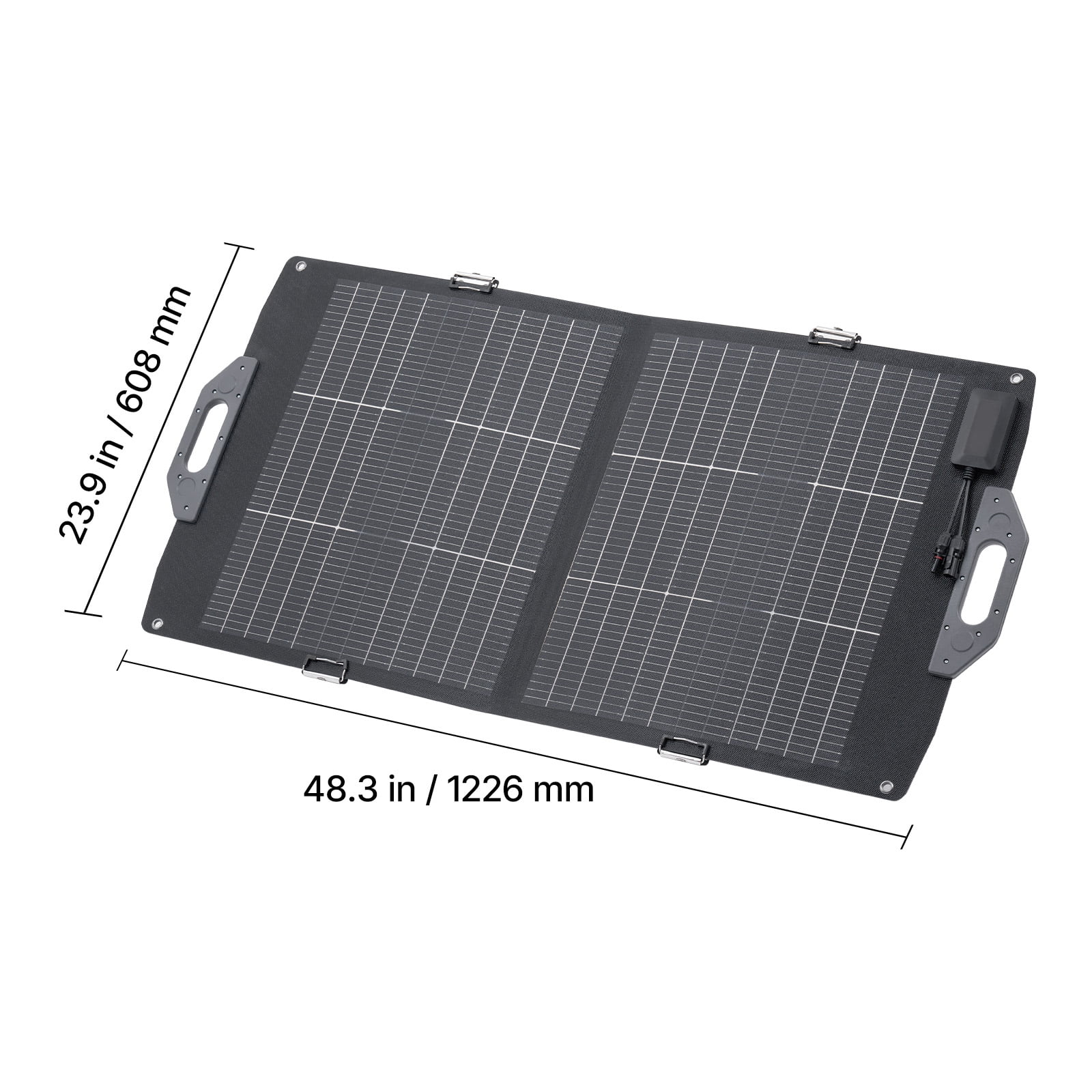 KFFKFF 100W Foldable Bifacial Solar Panel, 16BB N-Type Monocrystalline Charger with 24% Efficiency, Portable Design with MC4, USB-A (QC3.0), Type-C, and DC Ports for Outdoor Power Needs