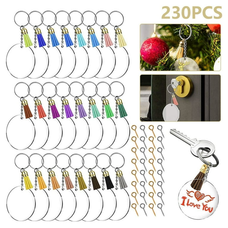 DIY Keychain Kit, with Acrylic Blank Pendants and Iron Keychains