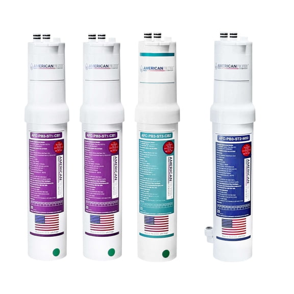 AFC® #AFC-PB3-1YR-2PR-1GR-1BL-4PK, Compatible with PureBlue H2O® PB-TLRO3H80T Water Filter System - 1 Year Pack (With Membrane)