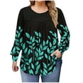 thumbnail image 2 of Tops for Women Plus Size Printed Long Sleeved Round Neck T-shirt Plus Size Casual Blouses Black XL, 2 of 6