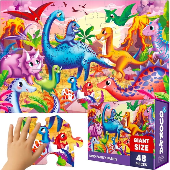QUOKKA Giant Floor Puzzles for Kids 3 6 - 48 Piece Dino Puzzle - Large Piece Puzzles for Toddlers