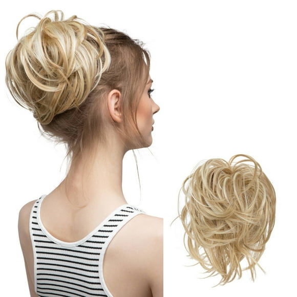 Mother'S Day Real Silk Wig, Messy Hair Bun Hair Pieces Curly Synthetic Updo Scrunchies Ponytail Extension for Women Black 1Pcs, Wig, Closure,Hair Bundles,Lace Frontal,Highlight Cap,Lace Front,Lace