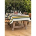thumbnail image 2 of Outdoor Tablecloth with Umbrella Hole and Zipper, Green Yellow Black Striped Rectangle Table Cloth 60x84 Inch Waterproof Tablecloth, Modern Stripes Art Farmhouse Picnic Table Cover for Patio Camping, 2 of 7
