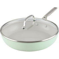 Hard Anodized Ceramic Induction Nonstick Cookware Frying Pan/Skillet with Lid, Dishwasher Safe, 12.25 Inch Non Stick Fry Pan with Stainless Steel Handle - Pistachio