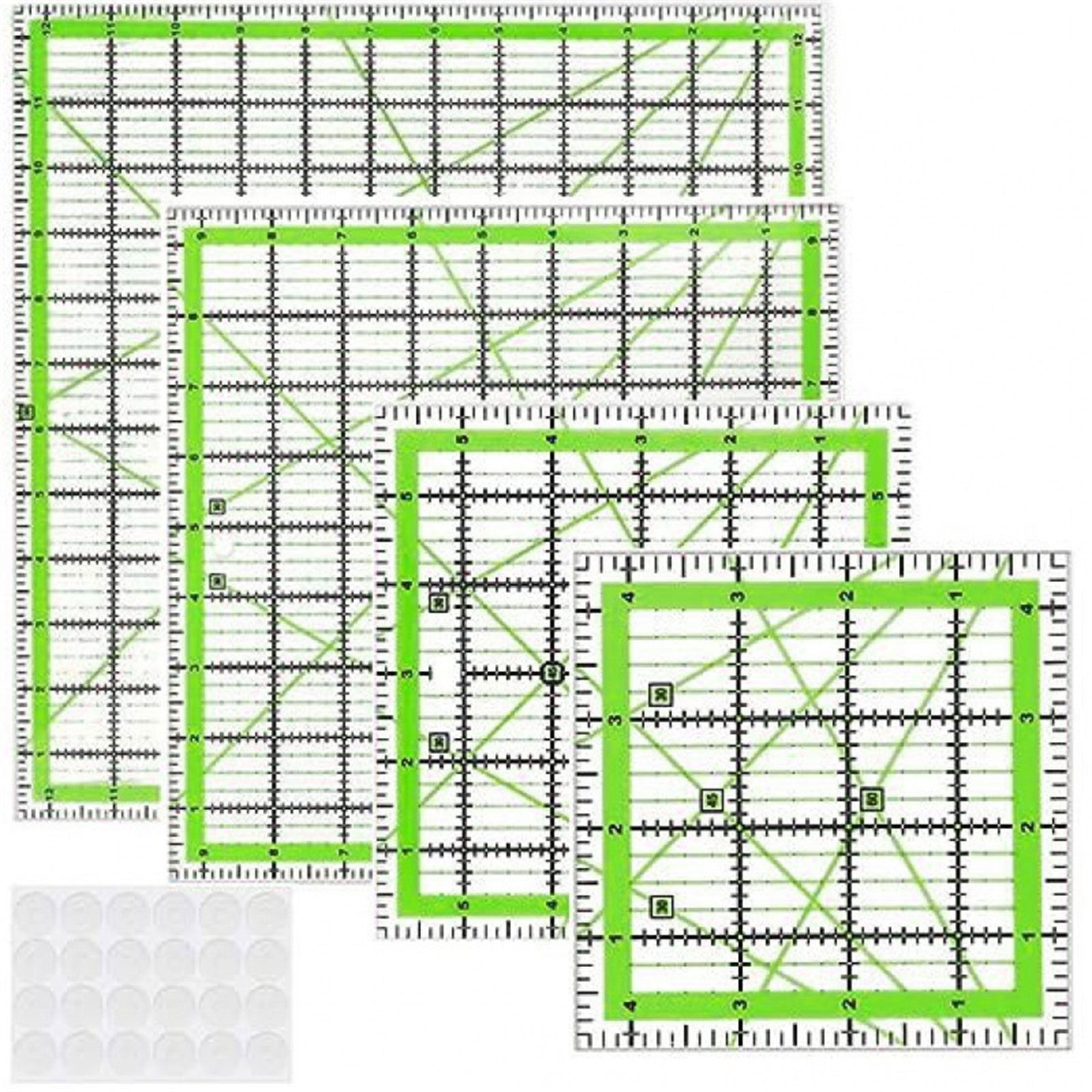 4Pcs Clear Acrylic Quilting Ruler Set with Measurement Markings for Fabric Cutting, Sewing, Dressmaking Projects
