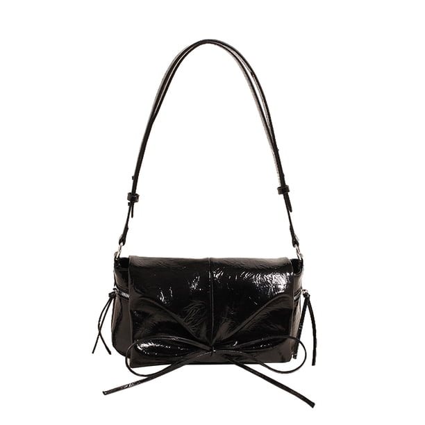 Bolso bandolera con lazo fruncido a la moda bolso cruzado de PU con solapa bolso para mujer