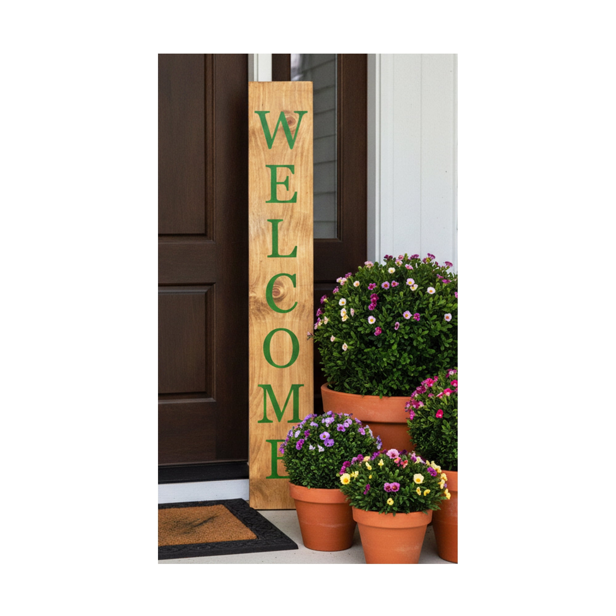 Calloway Mills 119365907 Green Welcome Porch Leaner, 59" x 07"