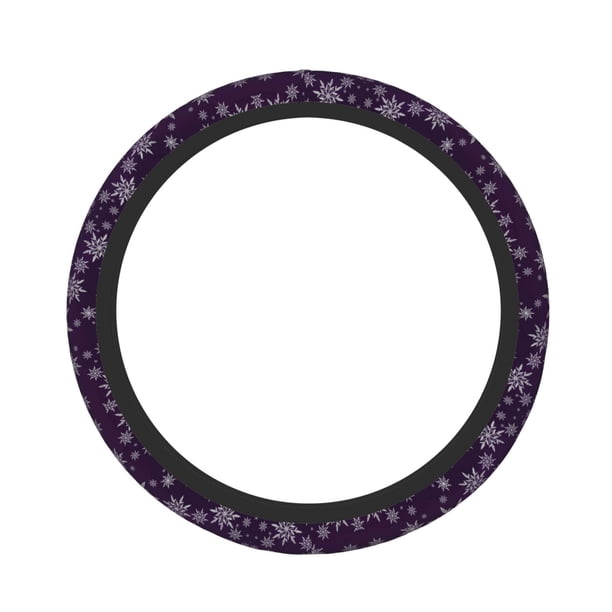 Fotbe Snowflake Gradient Purple Funda para Volante Universal de 15 pulgadas, Accesorios para Auto para Hombre y Mujer, Protector de Volante Cómodo para SUV y Sedán