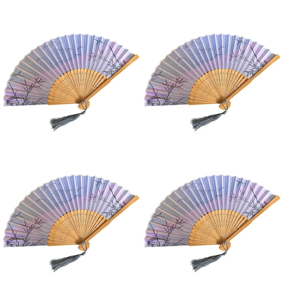 Elegant Bamboo Folding Fan - 8.4" Vintage Oriental Style Hand Fan with Silk Floral Print, Portable Accordion Design for Dancing, Parties, Festivals & Home Decor, Gift Idea