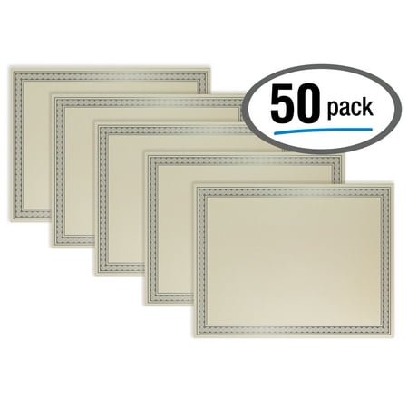 Friendly Inks - 50 Sheet Award Certificate Paper, Silver Foil Metallic Border, Ivory Letter Size Blank Paper, by Better Office Products, Diploma Certificate Paper, Laser and Inkjet Printer Friendly, 8.5 x 11 Inches