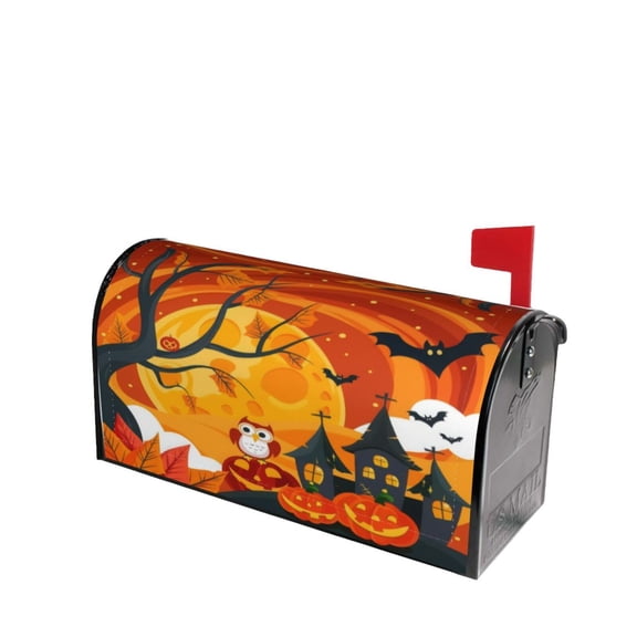 PHELIKA Autumn Halloween Pumpkin Owl 01 Magnetic Mailbox Covers Standard Size 21"H x 18"W