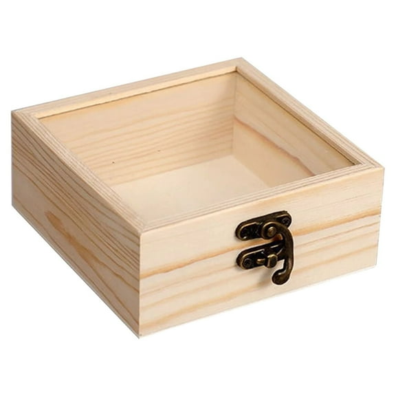Lockable Decorative Wooden Storage Box, Craft Organizer with Removable Tray Dividers