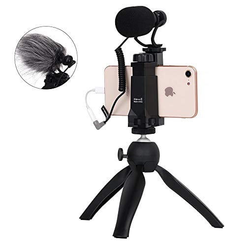 Ulanzi Smartphone Video Kit Filmmaker Mini Tripod with Shotgun Video Microphone Video Rig for iPhone and Android