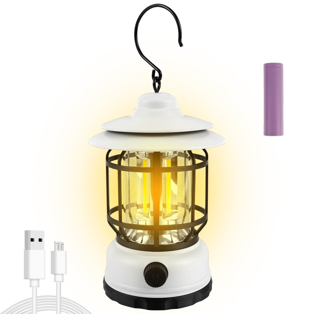 Lanterne De Camping Rechargeable LED - Vintage, Étanche IPX4, Portable - Pour Tente, Randonnée, Urgence
