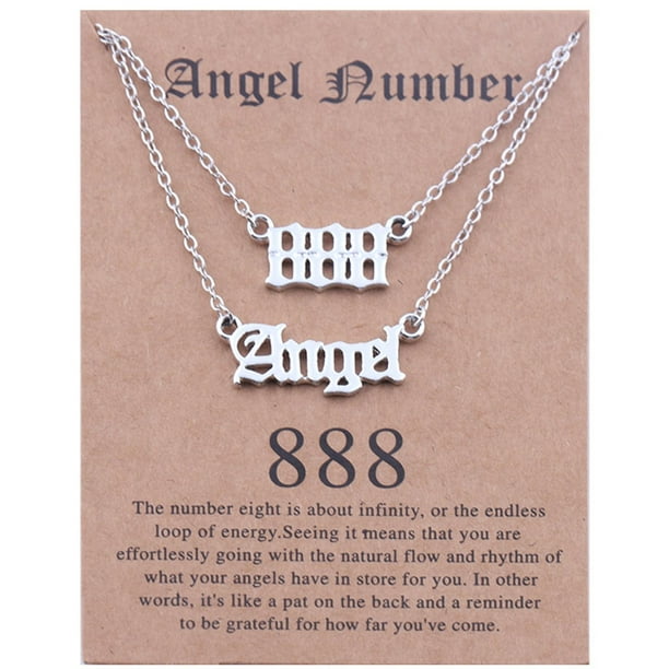 HOARBOEG Necklace for Women Girlfriend As Gifts 2pcs Old English Angel &  Number Necklace Numerology Jewelry For Women Plated Stainless Steel