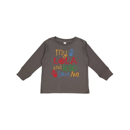

Inktastic My Lola and Lolo Loves Me Grandchild Gift Toddler Boy or Toddler Girl Long Sleeve T-Shirt