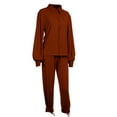 thumbnail image 3 of Txlixc, 2 uds., conjuntos de otoño para mujer, camisa de manga larga con solapa acanalada de Color sólido + traje de pantalón largo para mujer, negro/verde/blanco/azul Txlixc  Moda, 3 of 6