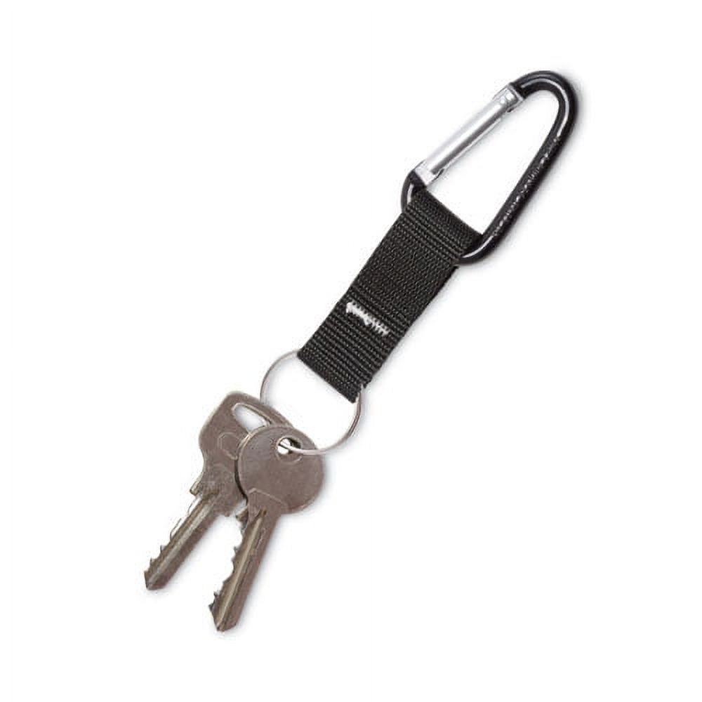 Carabiner Key Chains, Split Key Rings, Aluminum, Black, 10/pack | Bundle of 2