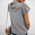 thumbnail image 3 of Gibobby Camisas Para Mujer Elegantes Camisa corta con volantes acampanados blusa de encaje Top de algodón para mujer manga de retazos camisetas de mujer（Gris， S), 3 of 5
