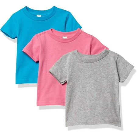 

Marky G Apparel Baby and Toddler Short-Sleeve T-Shirts 100% Cotton Jersey Crew-Neck Tee 6M Raspberry/Turquoise/Heather(Pack of 3)