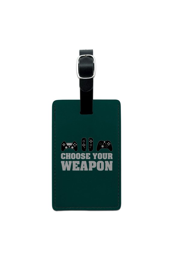 Choose Your Weapon Controllers Games Gamer Rectangle Leather Luggage Card Suitcase Carry-On ID Tag