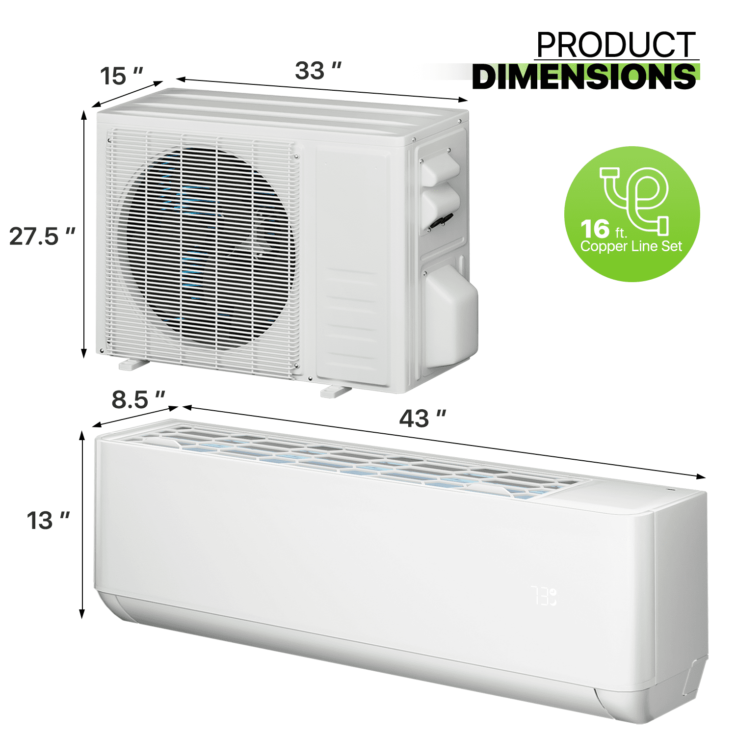 Magshion 9000 BTU 22 SEER Mini Split Air Conditioner u0026 Heater Ductless  Inverter System, Cools Up to 400 Sq.Ft., AC Unit with WIFI Smart Control u0026  Pre-Charged Condenser, White - Walmart.com